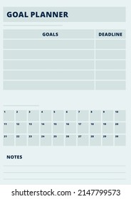 Goal planner page template. Strategy plan printable