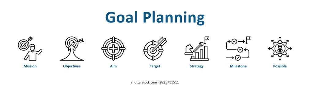 Goal Planning web icon banner with line art style