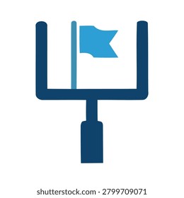 Goal Post with Flag Glyph Icon for Achieving Success