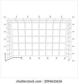 Goal Post Icon Connect The Dots, Post Supporting A Crossbar And Forming The Goal On A Playing Field Vector Art Illustration, Puzzle Game Containing A Sequence Of Numbered Dots