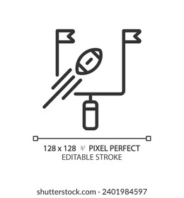 Goal post linear icon. American football. Game rules. Target for scoring points. Outdoor sport. Vertical uprights. Thin line illustration. Contour symbol. Vector outline drawing. Editable stroke