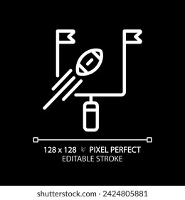 Goal post white linear icon for dark theme. American football. Game rules. Target for scoring points. Vertical uprights. Thin line illustration. Isolated symbol for night mode. Editable stroke