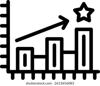 Goal Progress Chart Line Vector Icon Design