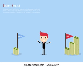 Goal and Risk Businessman Concept, vector illustration