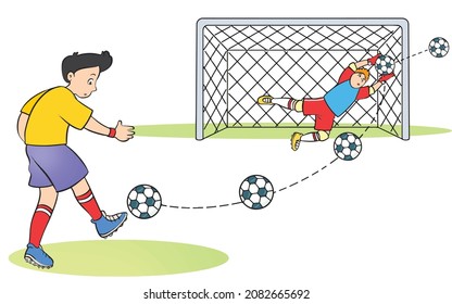 goal scorer footballer game player kick goalkeeper play boy young team match championship 