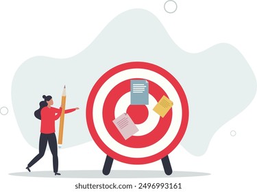 Goal setting, achievable target or purposeful objective, mission to accomplish or challenge to win for business success concept.flat design.illustration with people.