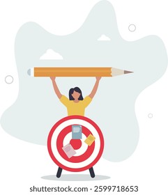 Goal setting, achievable target or purposeful objective, mission to accomplish or challenge to win for business success concept.flat character life .