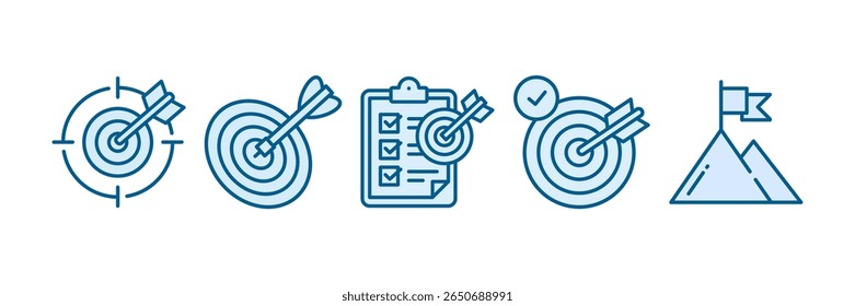 Goal Setting con Set Multiple Style Collection, Containing design Focus Target, Target Achieved, Target Dartboard, Goal Planner, Achievement