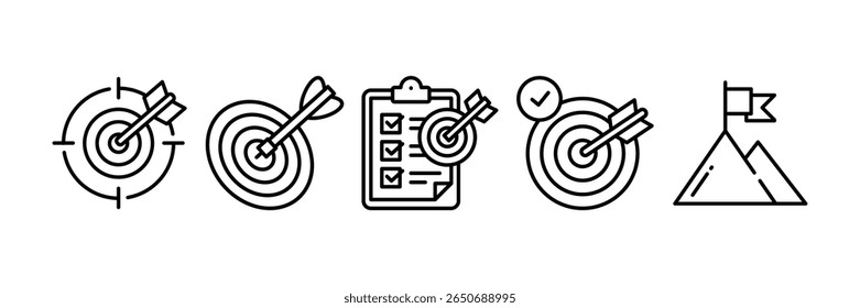 Goal Setting con Set Multiple Style Collection, Containing design Focus Target, Target Achieved, Target Dartboard, Goal Planner, Achievement