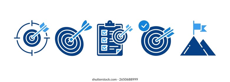 Goal Setting con Set Multiple Style Collection, Containing design Focus Target, Target Achieved, Target Dartboard, Goal Planner, Achievement