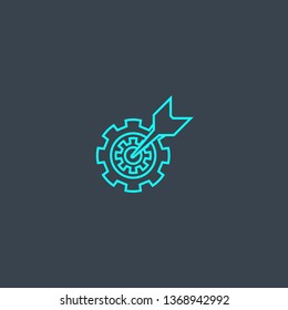 goal setting concept blue line icon. Simple thin element on dark background. goal setting concept outline symbol design. Can be used for web and mobile UI/UX