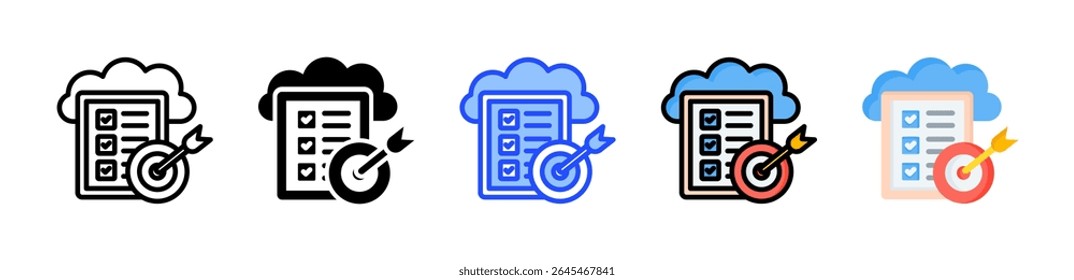 Colección de íconos de configuración de objetivos con varios estilos