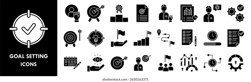 Goal Setting icon collection set. Containing design goal, business, strategy, development, management