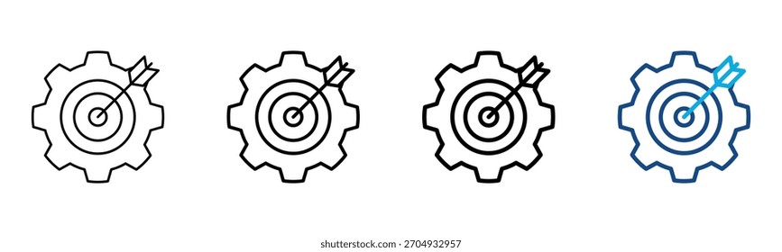 Ícone de Configuração de Meta Estilo Diferente Contorno Coleção Conjunto Ilustração de Vetor
