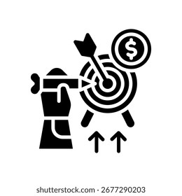 Ilustración vectorial de glifo de icono de configuración de objetivos