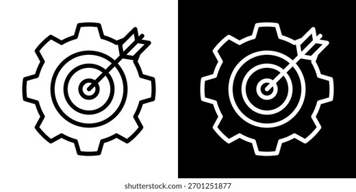Icono De Ajuste De Metas De Línea Ilustración vectorial De Estilo Blanco Y Negro
