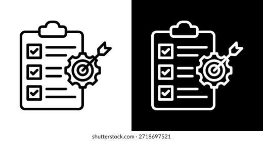 Icono De Ajuste De Metas De Línea Estilo Blanco Y Negro