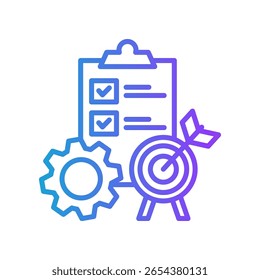 Ilustración vectorial de degradado de línea de icono de configuración de objetivos