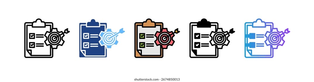 Ilustração de Múltiplos Vetores do Ícone de Configuração de Meta