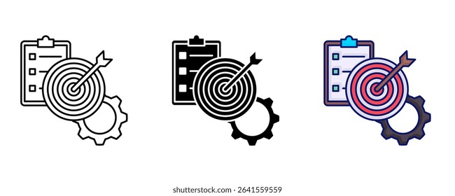 Goal Setting icon represented by Goal Setting icon Line, Filled, Color style.