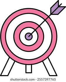 Goal Setting Icon – Target with Arrow, Representing AI's Ability to Define and Achieve Objectives. Vector illustration.