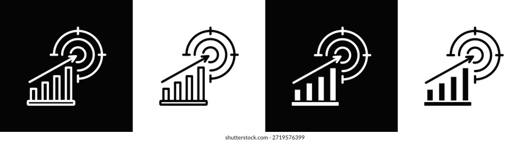 Icono de ajuste de objetivos Estilo de fondo blanco y negro