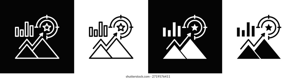 Icono de ajuste de objetivos Estilo de fondo blanco y negro