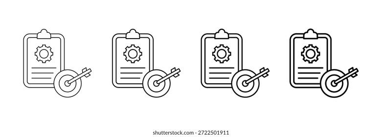 Vector De Iconos De Ajuste De Objetivos En Diferentes Estilos De Línea De Trazo