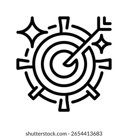 Goal Setting Line Icon, Outline Symbol for Target Achievement, Objective Planning, Aspiration Management, Success Strategy, and Milestone Tracking. Vector Sign Icon.