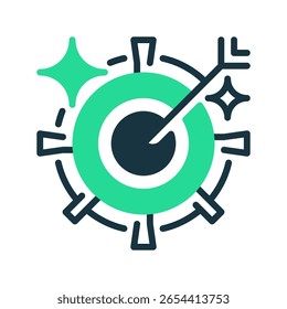 Ícone da Linha de Definição de Meta, Símbolo de Estrutura de Tópicos para Realização de Meta, Planejamento de Objetivo, Gerenciamento de Aspiração, Estratégia de Sucesso e Rastreamento de Etapas. Ícone de sinal vetorial.