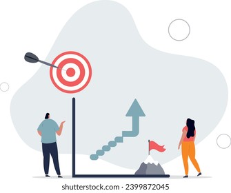 Goal setting for measurable business target achievement .Smart strategy and plan for successful objective reaching .flat vector illustration.