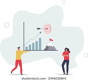 Goal setting for measurable business target achievement .flat design.illustration with people.