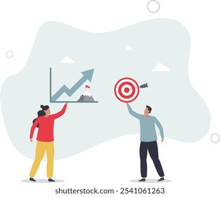 Goal setting for measurable business target achievement . Smart strategy and plan for successful objective reaching .flat characters.