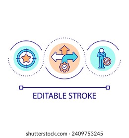 Goal setting mindset loop concept icon. Overcoming limitations. Self development. Stop making excuses abstract idea thin line illustration. Isolated outline drawing. Editable stroke. Arial font used