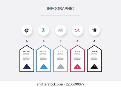 goal setting, motivation, vision, strategy, success icons Infographic design template. Creative concept with 5 steps