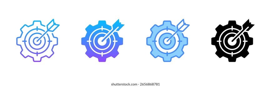 Conjunto de iconos de estilo múltiple de configuración de objetivos