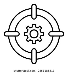 Ícone de contorno da Configuração de Meta isolado em branco