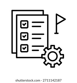 Ilustración vectorial de icono de esquema de configuración de objetivos