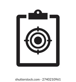 Goal setting planner showing clipboard with target icon representing objective list mission strategy business aim focus plan
