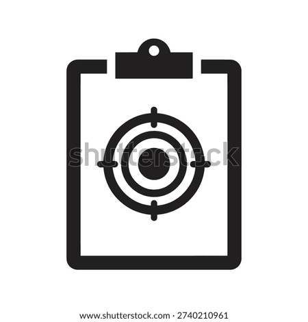Goal setting planner showing clipboard with target icon representing objective list mission strategy business aim focus plan