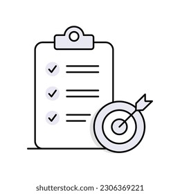 Goal setting symbol. Career planning. Professional development goal. Personal growth objective. Work target setting symbol. Goal achievement icon. Editable Stroke Icon.