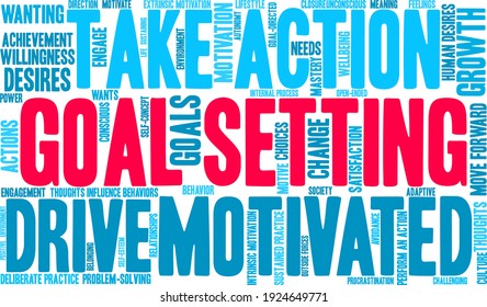 Goal Setting word cloud on a white background. 