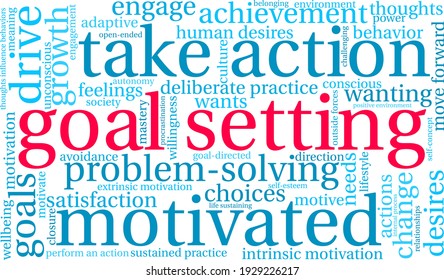 Goal Setting word cloud on a white background. 