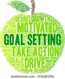Goal Setting word cloud on a white background. 