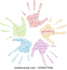 Goal Setting word cloud on a white background. 