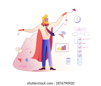 Goal setting and work optimization modern concept.  Business management vector illustration