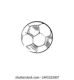 Goal, Soccer ball linear hand drawn Icon. European football logo. Sports concept for the championship, sport bars. Lines and strokes Simple drawing sketch. Element for the Scores table. Vector