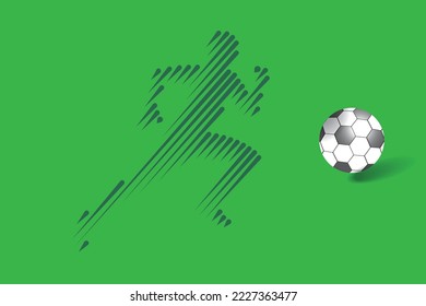 Goal soccer sport, soccer ball, soccer movement reflection. on a green background. Vector Illustration.