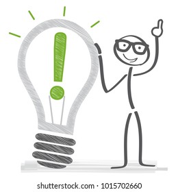 Goal Solution and ideas Concept - stick figure vector illustration with lightbulb