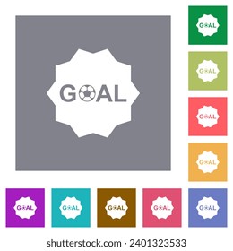 Goal sticker with sharp edges solid flat icons on simple color square backgrounds